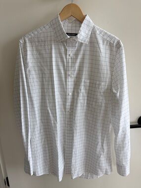 Checkered White Windowpane Dress Shirt